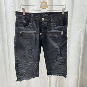 Embellish Balmain Style Distressed Skinny Denim Short